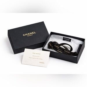 CHANEL Makeup Gift Box Set Black Box + Ribbon + Card Authentic Packaging NWOT